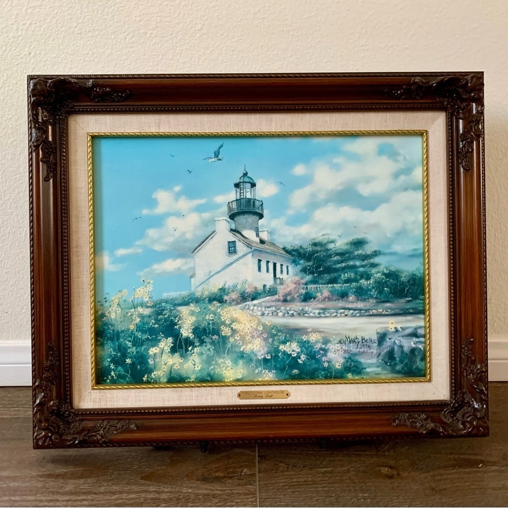 Vintage Poin Loma Lighthouse By Marty Bell Painting 17/21”